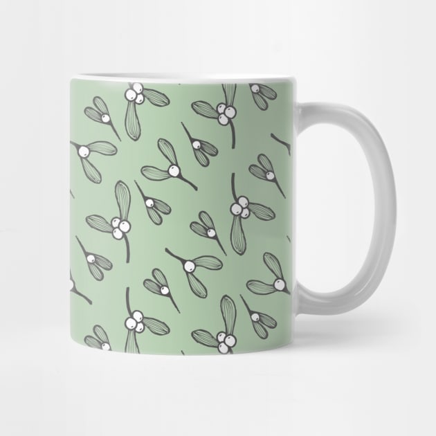 mistletoe - diagonal - pale green by crumpetsandcrabsticks